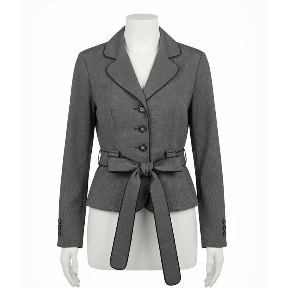 BCX Gray Micro-Houndstooth Belted Blazer Jacket XL Office Career Wear
Academia